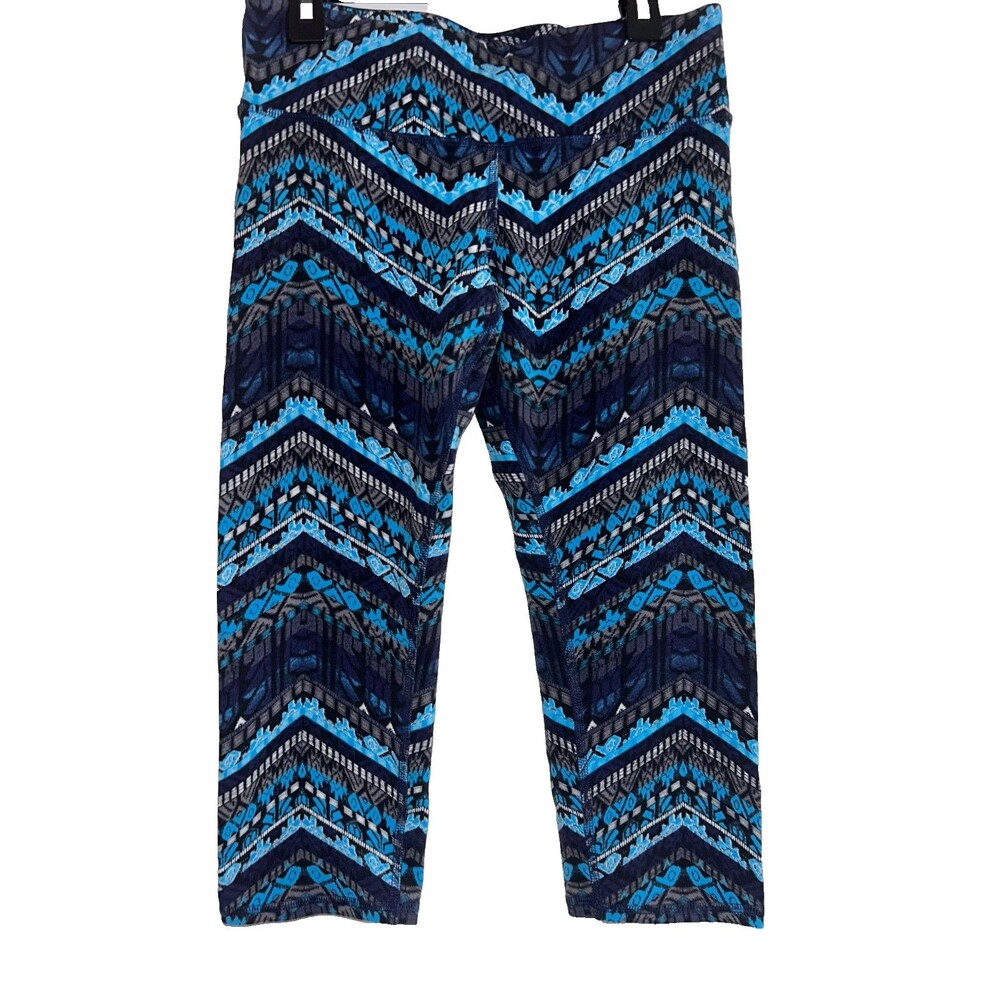 ALO Yoga Women’s Airbrush Capri Leggings size S Blue Aztec Chevron